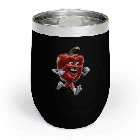 Red Bell Pepper Running Realistic Chill Wine Tumblers