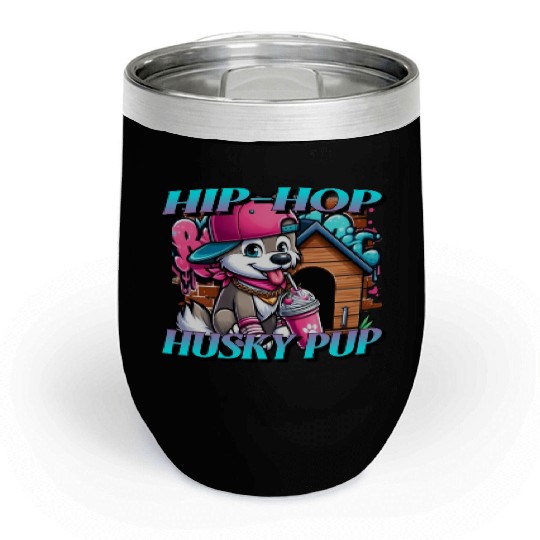 Cartoon Hip-hop Husky Pup Chill Wine Tumblers