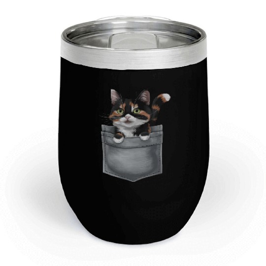 Japanese Bobtail Cat In Pocket Chill Wine Tumblers