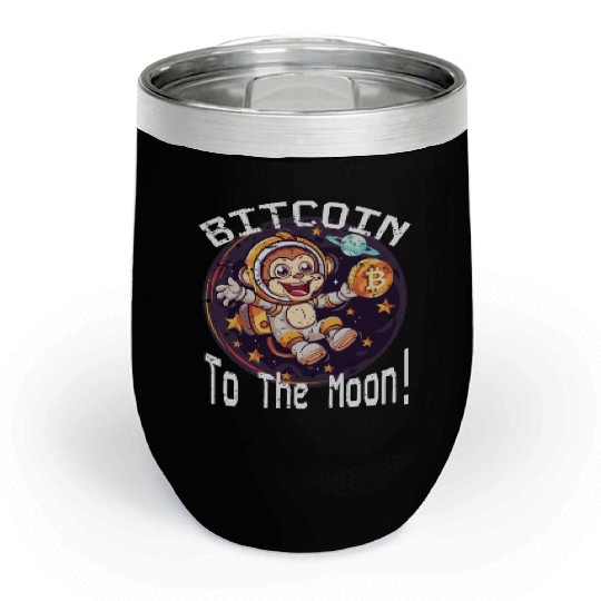 Bitcoin Ape To The Moon BTC Chill Wine Tumblers