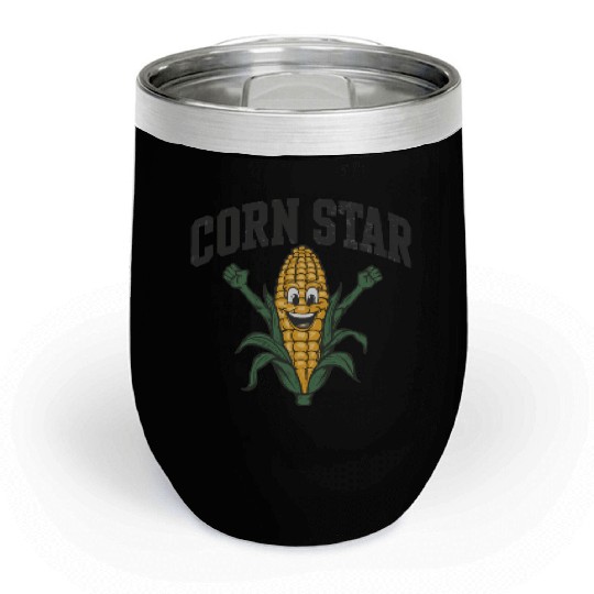 Funny Farm Food Chill Wine Tumblers Corny Cob Farmer Corn Star