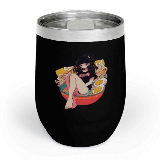 Anime Girl In Ramen Bowl Chill Wine Tumblers