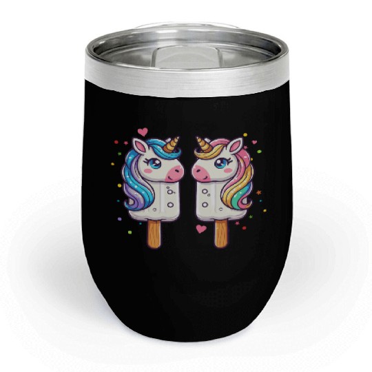 Colorful unicorn ice cream motif for summer Chill Wine Tumblers