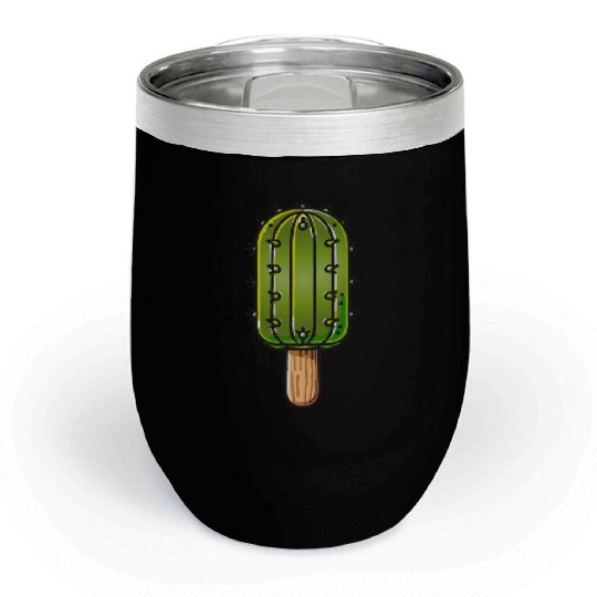 Funny cactus ice cream motif in comic style is fun Chill Wine Tumblers