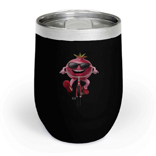 Pomegranate Cycling On Bike Realistic Chill Wine Tumblers