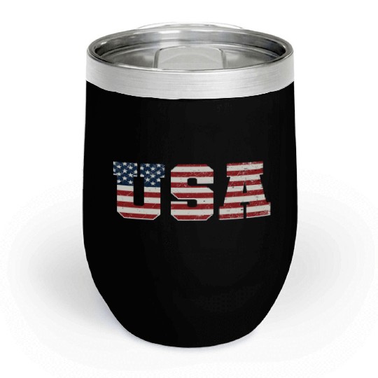 USA Patriotic American Flag Men Women Kids Chill Wine Tumblers
