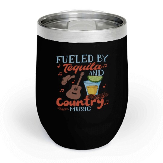 Fueled By Tequila And Country Music Western Cowboy Chill Wine Tumblers