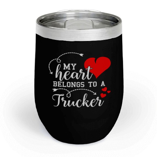 I Love My Trucker Husband Wife Gifts Valentines Chill Wine Tumblers
