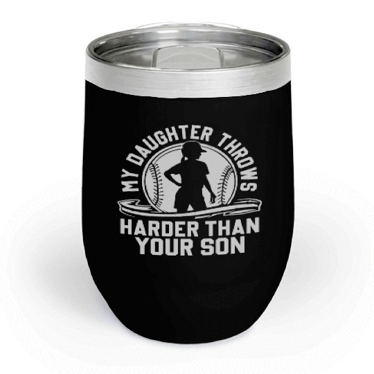 Throw Harder Softball Dad Funny Daddy Father's Day Chill Wine Tumblers