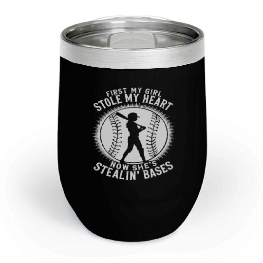 Stole Heart Softball Dad Funny Daddy Father's Day Chill Wine Tumblers