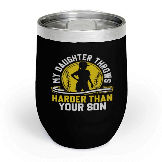 Throw Harder Softball Dad Funny Daddy Father's Day Chill Wine Tumblers