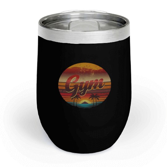 Vintage GYM Sunset Workout Streetwear Style Chill Wine Tumblers