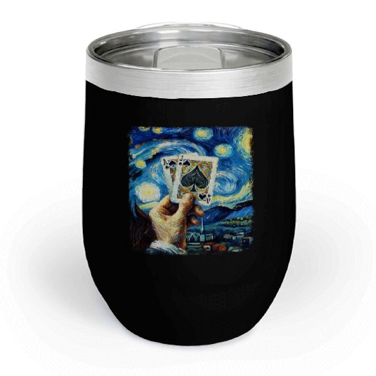 Blackjack Gambling Cards Starry Night Painting Chill Wine Tumblers