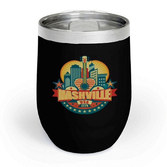 Nashville Nightscape, Vibrant city lights Chill Wine Tumblers