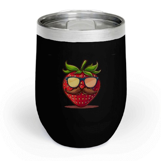Strawberry Sunglasses Mustache Fruits Chill Wine Tumblers