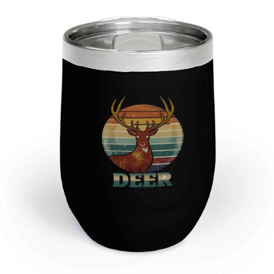 Vintage Deer Sunset Streetwear Style Chill Wine Tumblers