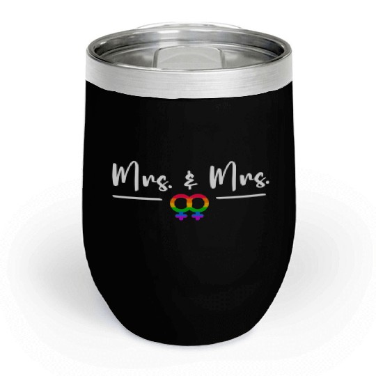 Gay Lesbian LGBT Wedding for Mr and Mrs Honeymoon Chill Wine Tumblers