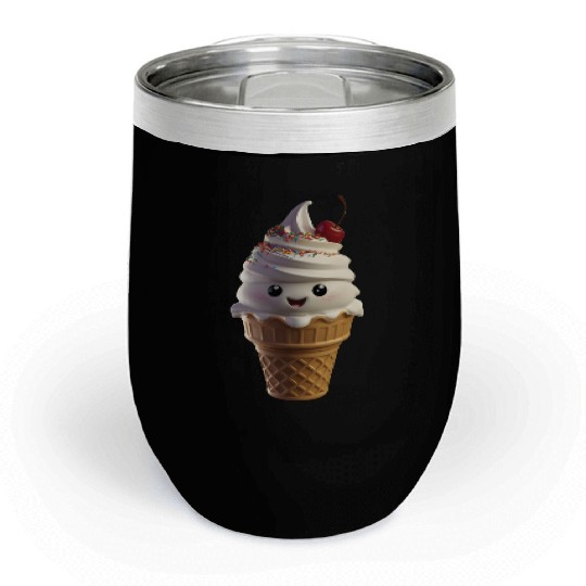 Happy Ice Cream Realistic Chill Wine Tumblers