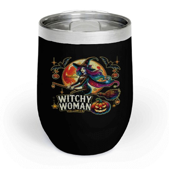Couple Halloween Husband Witchy Woman Halloween Chill Wine Tumblers