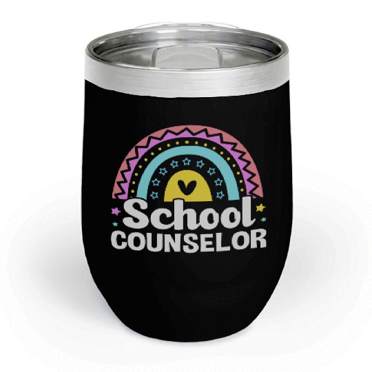 Cute Rainbow Counseling Awareness School Counselor Chill Wine Tumblers