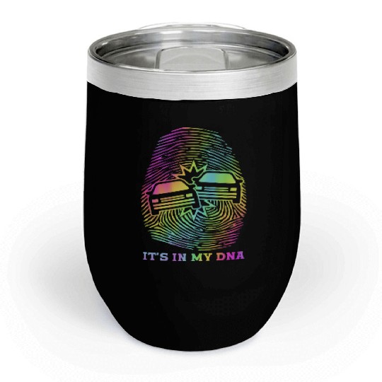 Retro Demolition Derby Finger Print It's In My DNA Chill Wine Tumblers