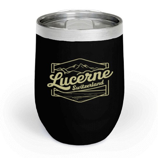 Lucerne Souvenir Switzerland Mountain Scene Chill Wine Tumblers