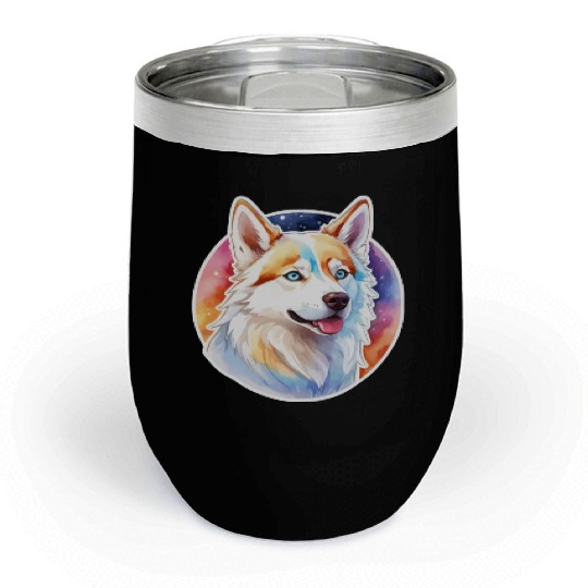 Siberian Husky Watercolor Chill Wine Tumblers