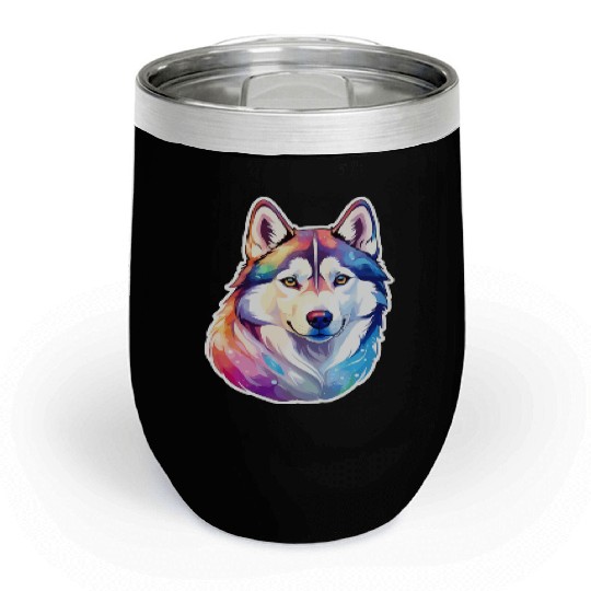 Siberian Husky Watercolor Chill Wine Tumblers