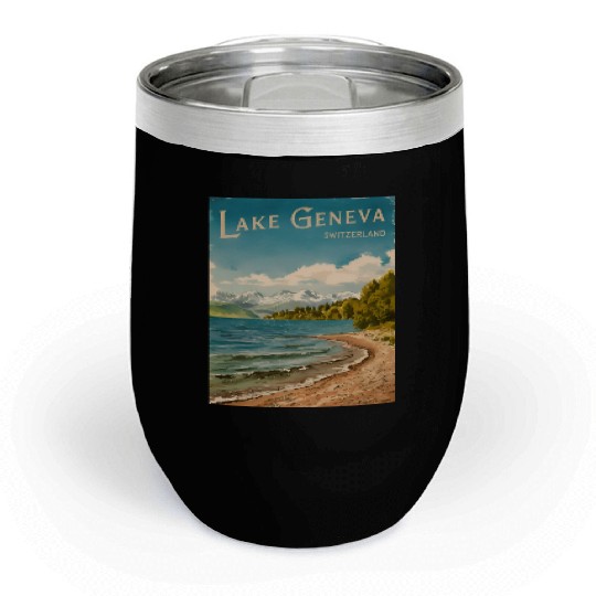 Vintage Travel Lake Geneva Switzerland Retro Chill Wine Tumblers