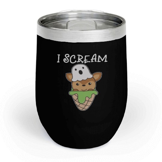 Deer Halloween Ghost I Scream Ice Cream Pun Chill Wine Tumblers