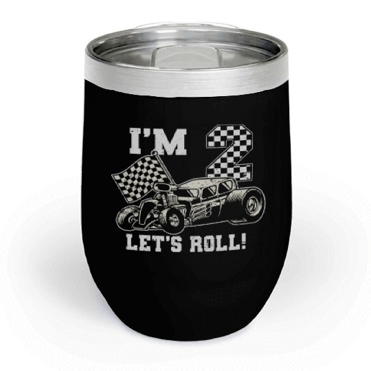 Race Car 2nd Birthday Boy 2 Two Toddler Racing Car Chill Wine Tumblers