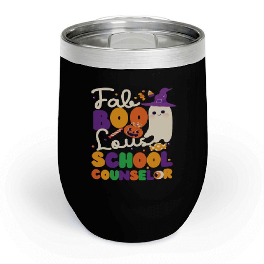 School Counselor Halloween Ghost Chill Wine Tumblers
