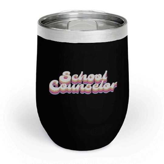 School Counselor Retro 80s 90s Chill Wine Tumblers