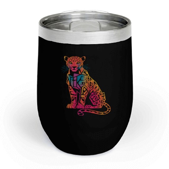 Colorful Geometric Jaguar Artwork for Bold Chill Wine Tumblers