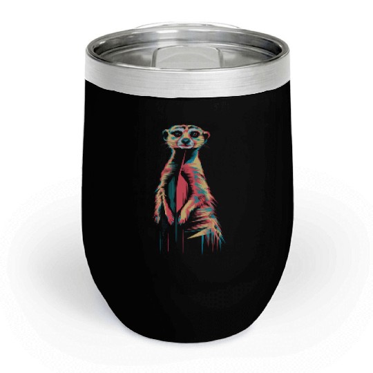 Vibrant Meerkat Illustration Neon Colors Chill Wine Tumblers