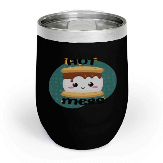 Hot Mess Kawaii S'more Meme Chill Wine Tumblers