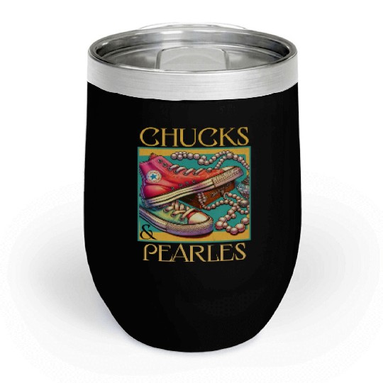 Chucks And Pearls I'M With Her Kamala Chill Wine Tumblers