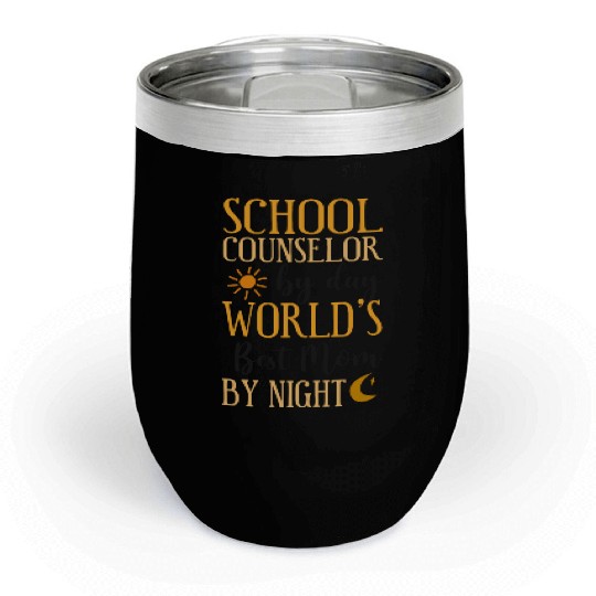 School Counselor Mom School Chill Wine Tumblers