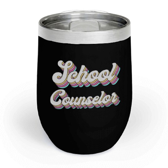 School Counselor Retro 80s 90s Chill Wine Tumblers