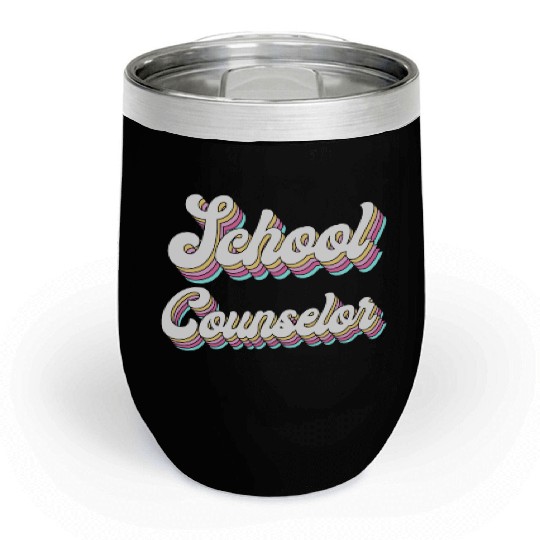 School Counselor Retro 80s 90s Chill Wine Tumblers