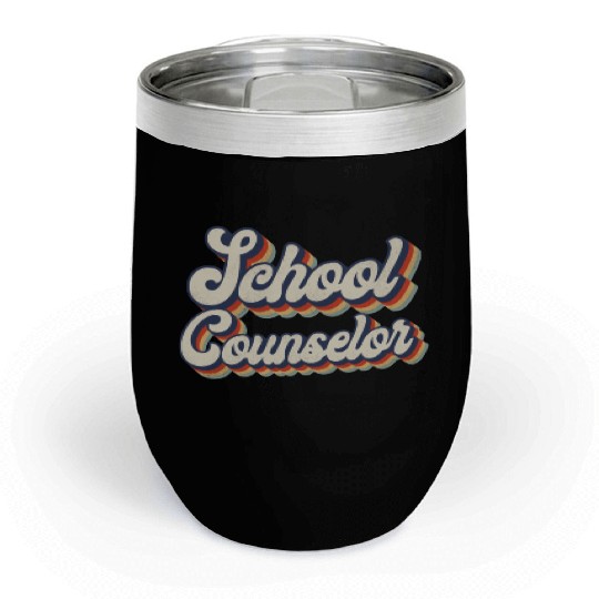 School Counselor Retro Vintage Chill Wine Tumblers