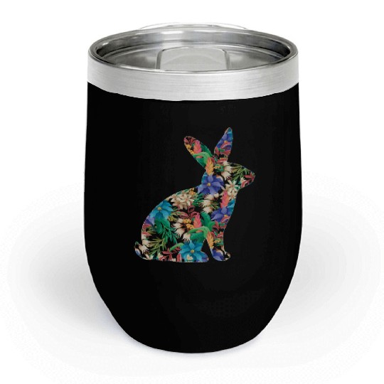 Floral Easter Girls Bunny Spring Flowers Rabbit Chill Wine Tumblers