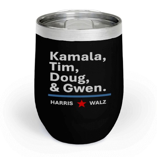 Harris & Walz | Kamala, Tim, Doug & Gwen Chill Wine Tumblers