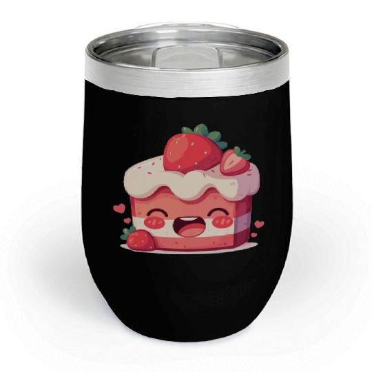 Kawaii Strawberry Cake Slice Chill Wine Tumblers