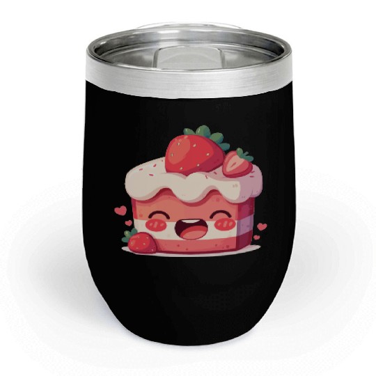 Kawaii Strawberry Cake Slice Chill Wine Tumblers