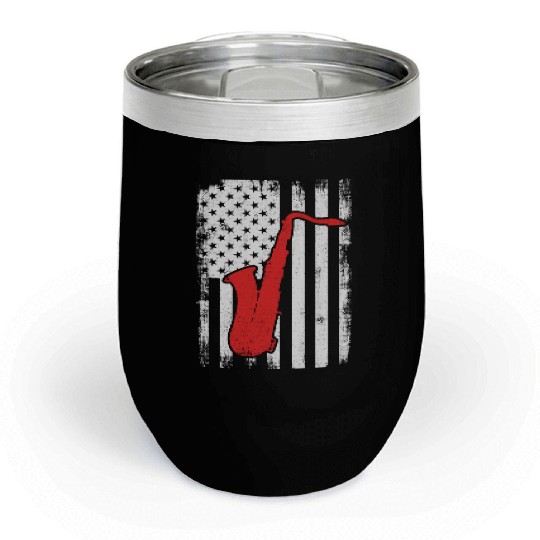 Patriotic US Saxophone Player Chill Wine Tumblers