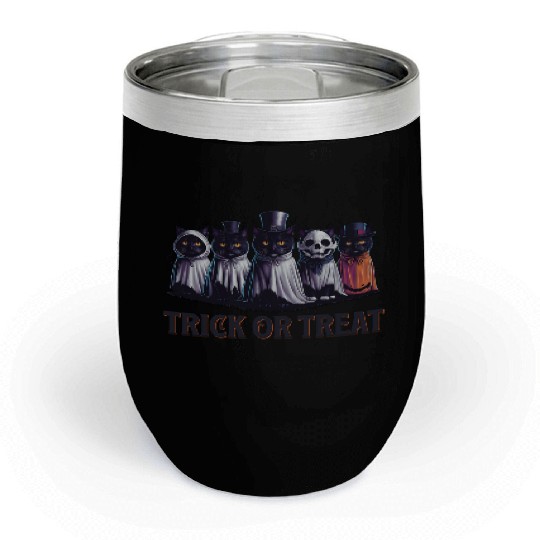 Trick or treat with cats Chill Wine Tumblers