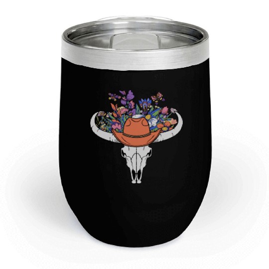 wildflower with Cow Skull blooming Chill Wine Tumblers