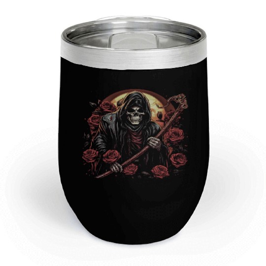dead skeleton death skull gothic horror Chill Wine Tumblers