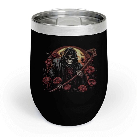 dead skeleton death skull gothic horror Chill Wine Tumblers